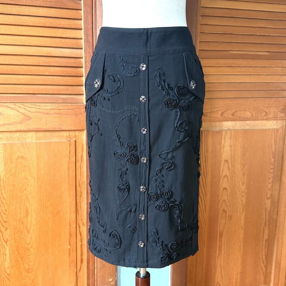 Vintage Lip Service Blacklist Gothic Victorian Swirl Rose Knee Fishtail Skirt S